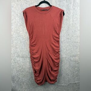 Athleta Womens‎ Size Small Ruched Sleeveless Bodycon Shirt Dress terracotta